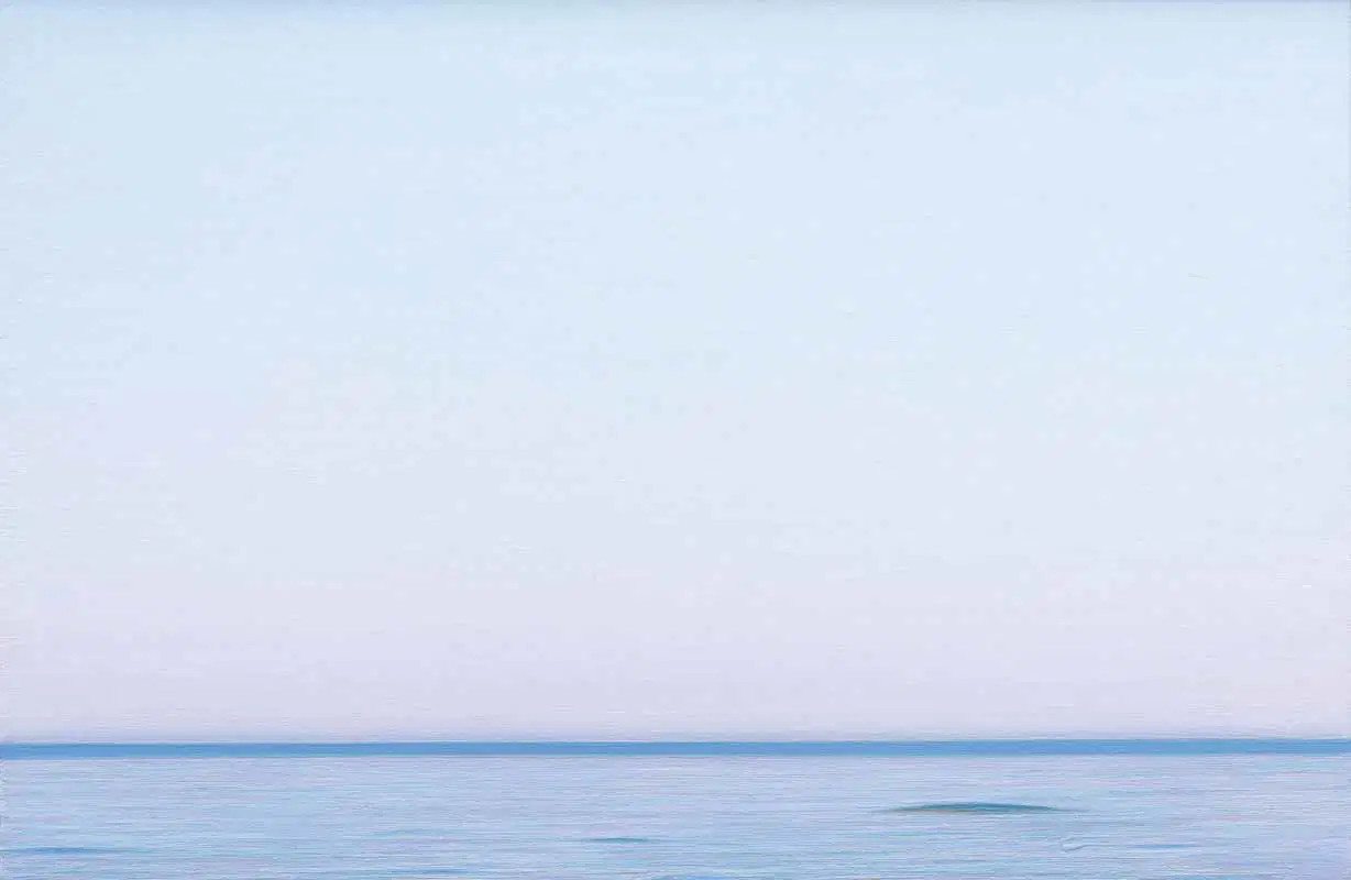 Piero Guccione, La linea azzurra (2006-2007; olio su tela, 81 x 111 cm; Collezione privata)