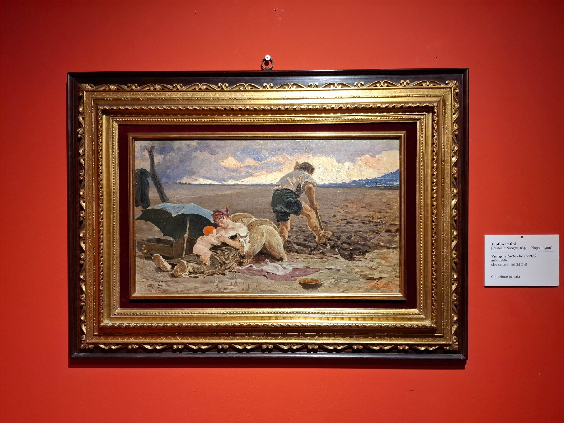 T. Patini - Vanga e latte (bozzetto ante 1886). Olio su tela, cm 24x41, Pinacoteca Patiniana, Castel Sangro